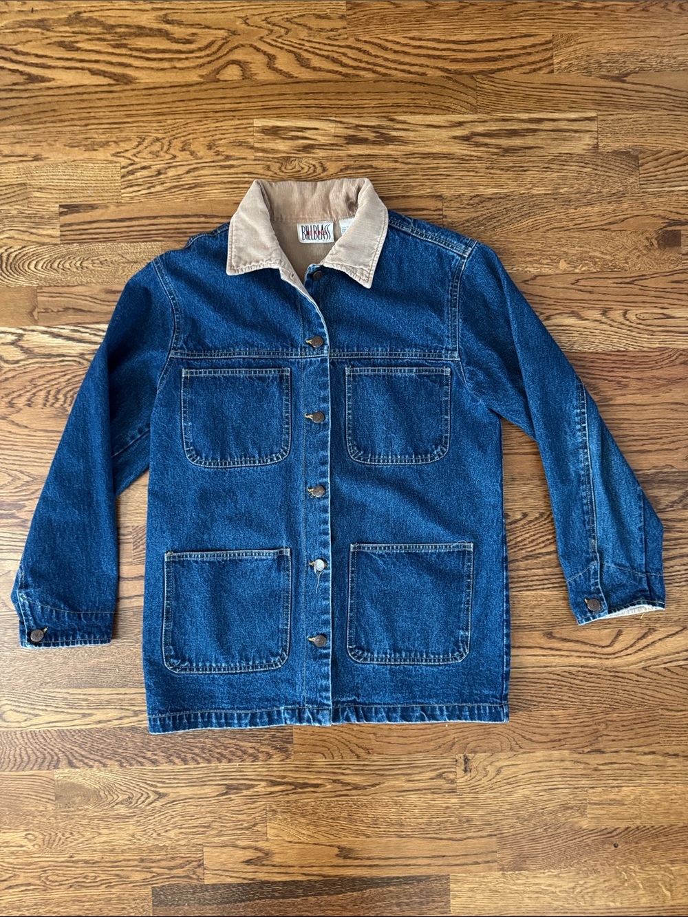 Vintage Bill Blass Denim Chore Jacket Shirt Corduroy Collar